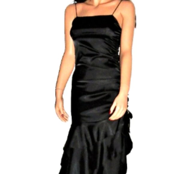 Vintage Kiki USA Black Asymmetrical Cocktail Dress - Picture 1 of 8